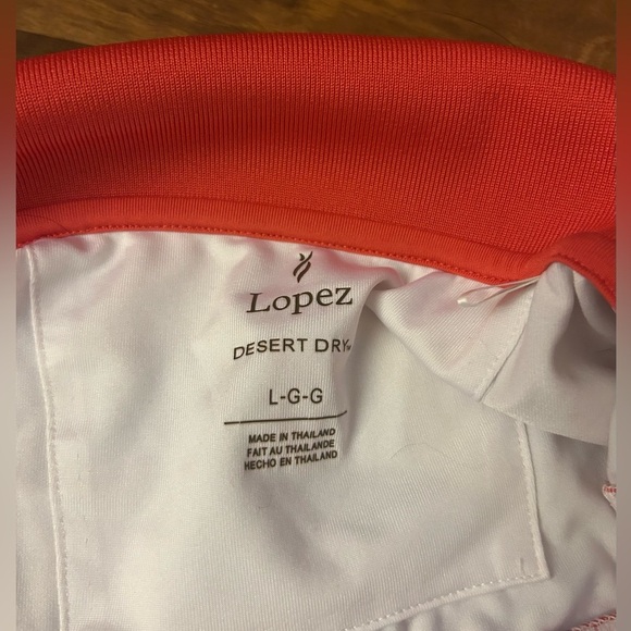 Women's White and Red Short Sleeve Polo Tee - Picture 2 of 5